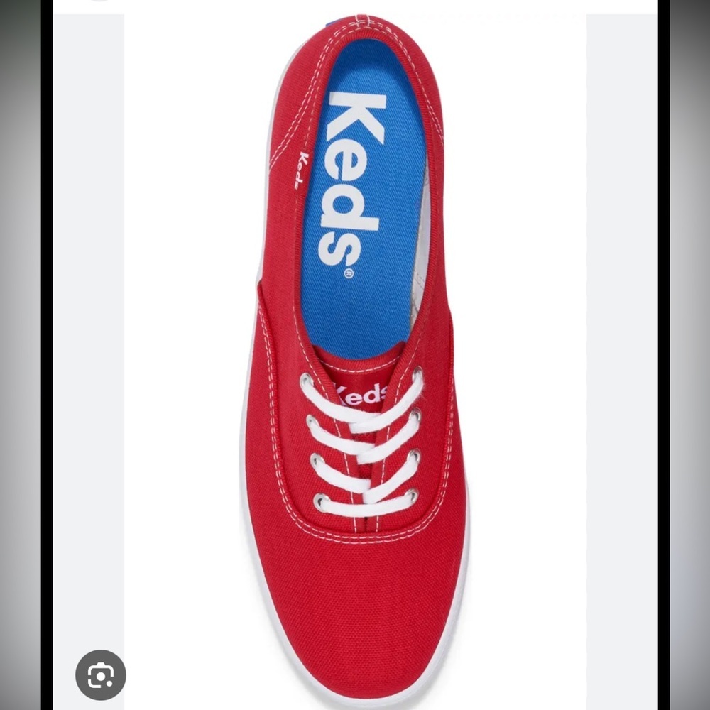 Keds Red Canvas Low-Top Sneakers with White Laces size 9.5.